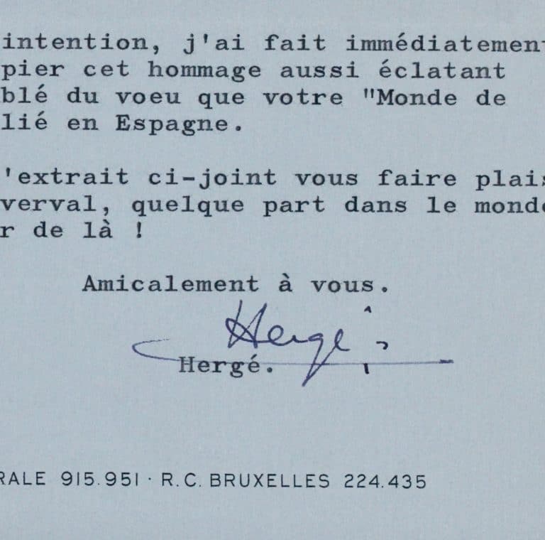 Belle lettre d&rsquo;Hergé sur « L&rsquo;Île Noire »