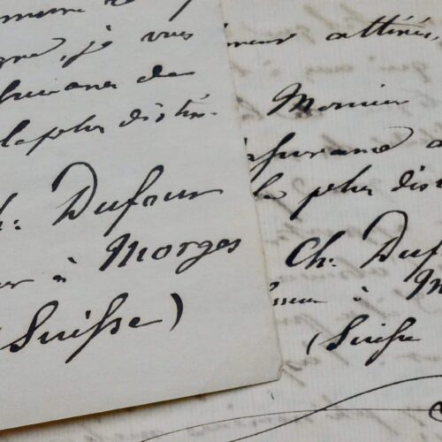 Deux lettres du scientifique suisse Charles Dufour sur une trombe observée sur le lac de Genève