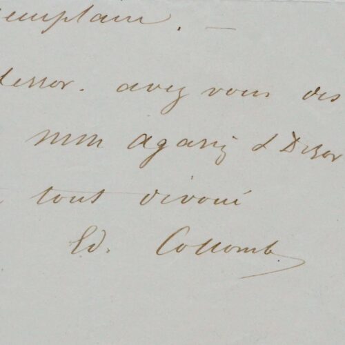 Lettre du glaciologue suisse Edouard Collomb sur les glaciers, adressée à son confrère Ch.-Fr. Martins