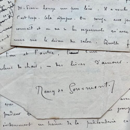 Manuscrit de Rémy de Gourmont sur Sainte-Lydwine de Huysmans et le Roi Pausole de Louÿs