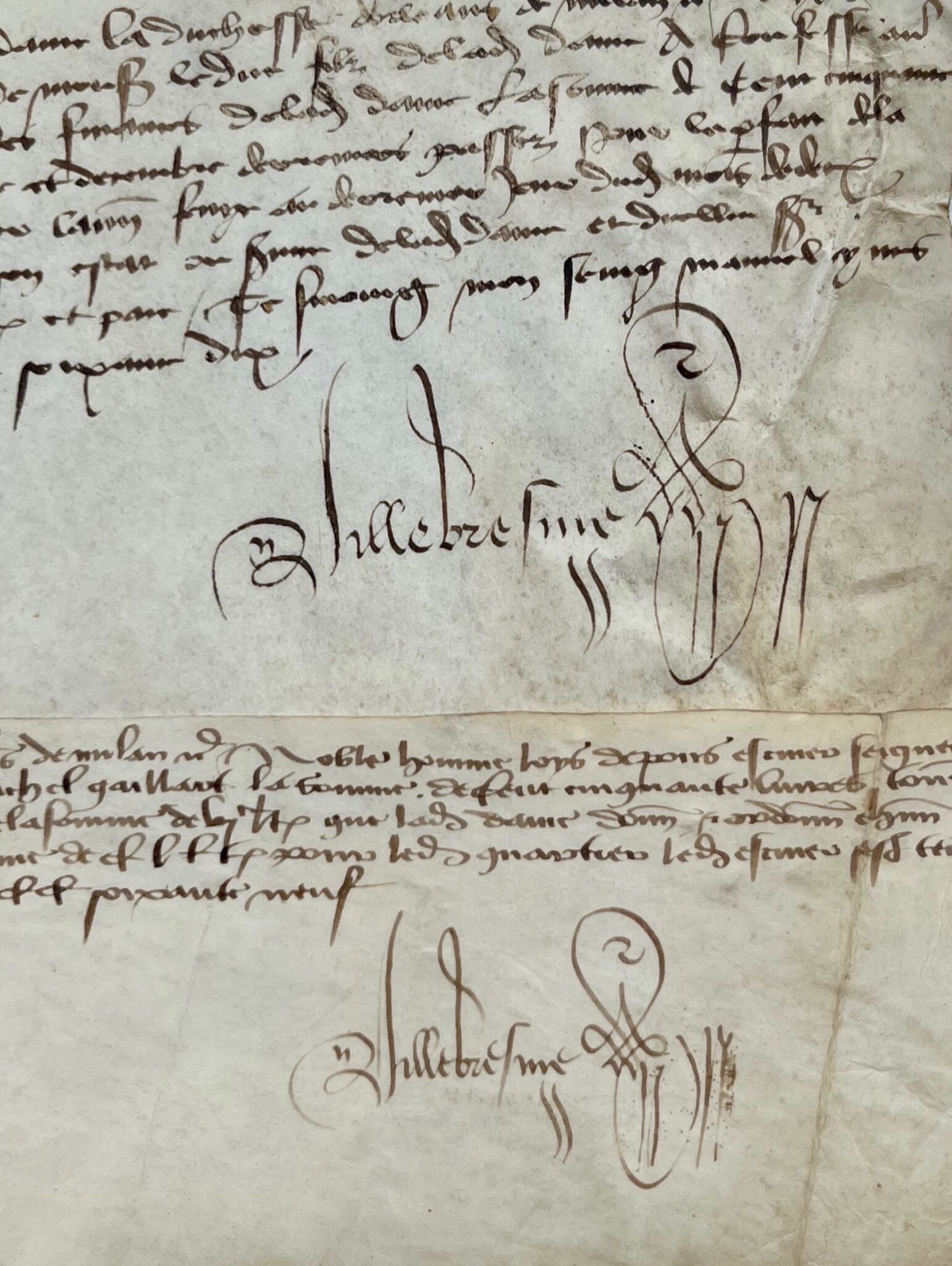 Deux pièces signées par Guillaume de Villebresme, secrétaire de Marie de Clèves, duchesse d’Orléans (1469-1470)