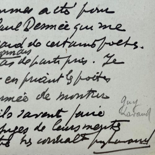 Le poète symboliste Guy Lavaud dit son admiration pour la poésie de Francis Jammes à Jacques Audiberti