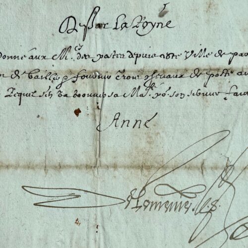 Anne d'Autriche ordonne aux maîtres des Postes de Paris de fournir trois chevaux au Sr de St Mauris