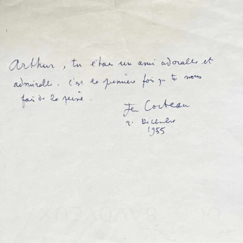 Cocteau pleure Honegger : « Arthur, tu étais un ami adorable et admirable. C’est la première fois que tu nous fais de la peine »