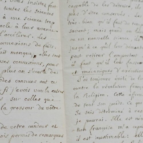 Rare lettre scientifique de l'abbé Buée sur les théories de Laplace