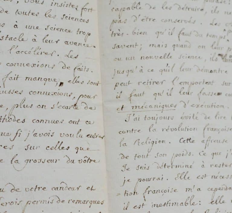 Rare lettre scientifique de l&rsquo;abbé Buée sur les théories de Laplace