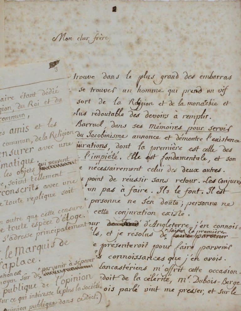 Deux intéressants manuscrits de l&rsquo;Abbé Buée sur Laplace et la Révolution