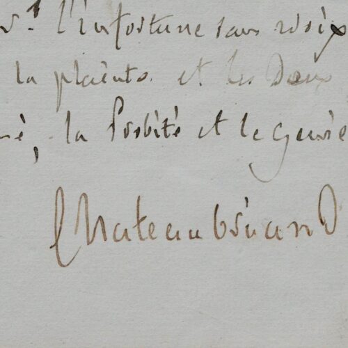 Citation de Chateaubriand sur la défense de la cause du faible contre le fort, par la probité et le génie