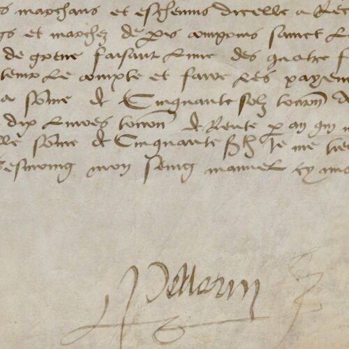 Parchemin de 1525 sur le droit du pied fourché sur les marchés de Paris