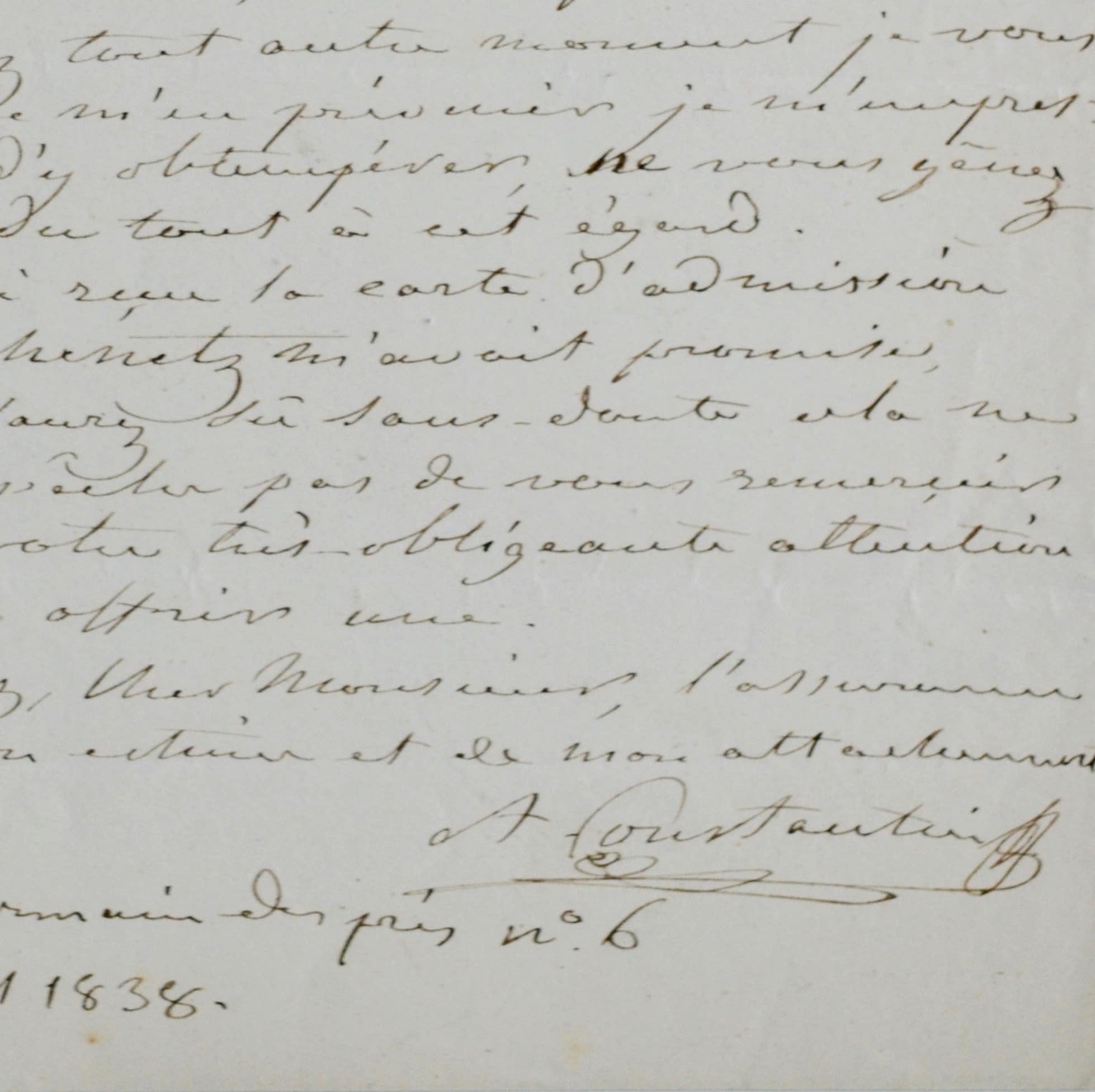 Lettre du peintre Abraham Constantin adressée à Prosper Mérimée