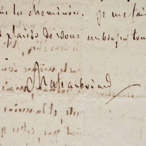Belle lettre entièrement autographe de Chateaubriand, écrite de Genève