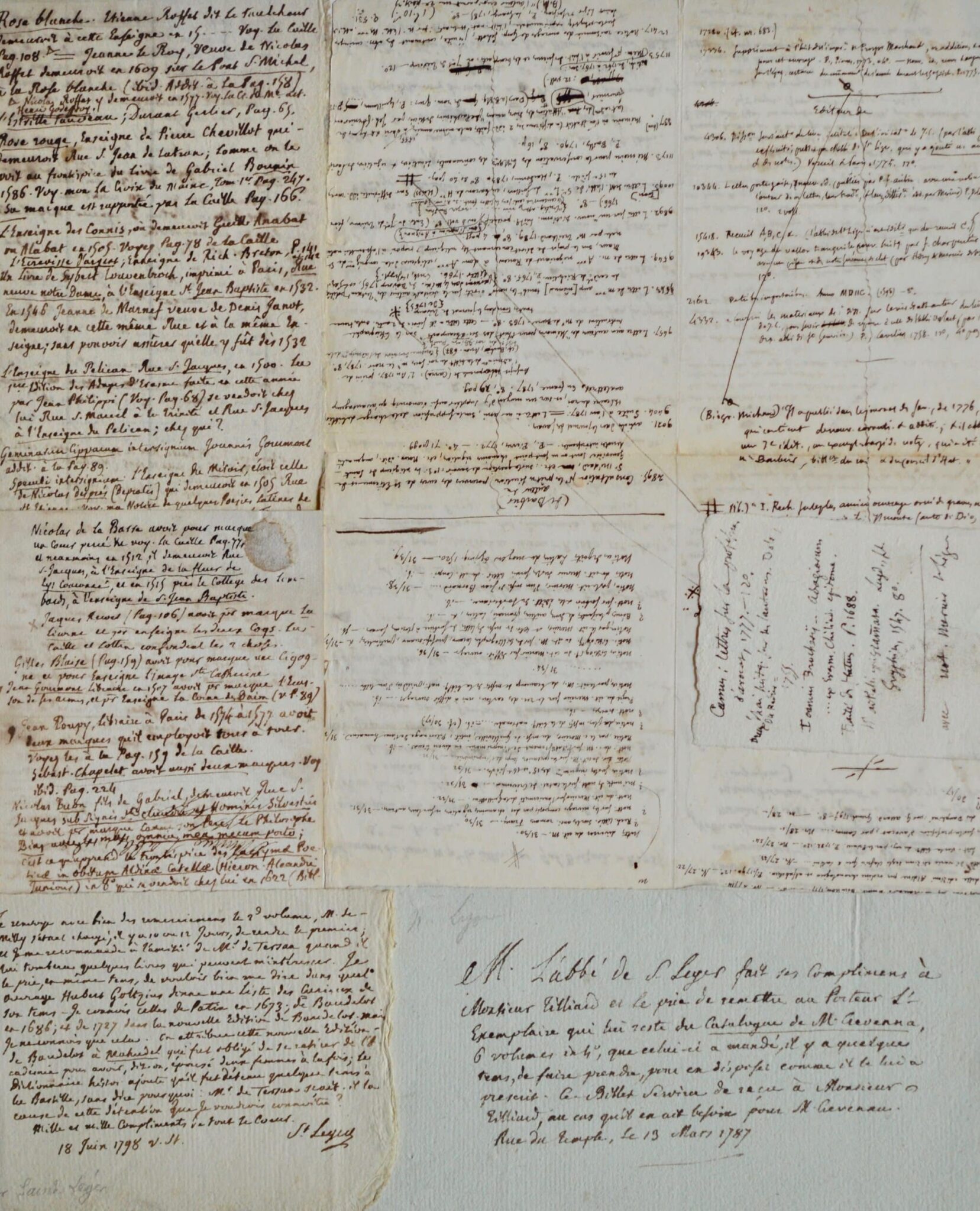Ensemble de lettres et notes du bibliographe Barthélemy Mercier, abbé de Saint-Léger – vue 4 Ensemble de lettres et notes du bibliographe Barthélemy Mercier, abbé de Saint-Léger – vue 4
