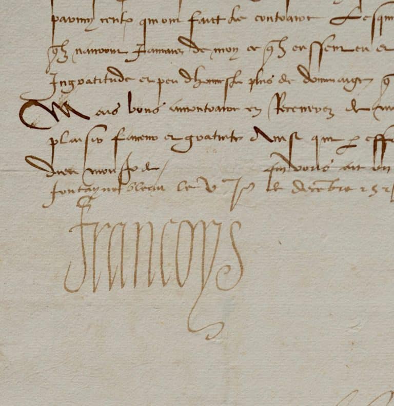 Importante lettre de François 1er sur le paiement de la rançon négociée pour sa libération et celle de ses enfants