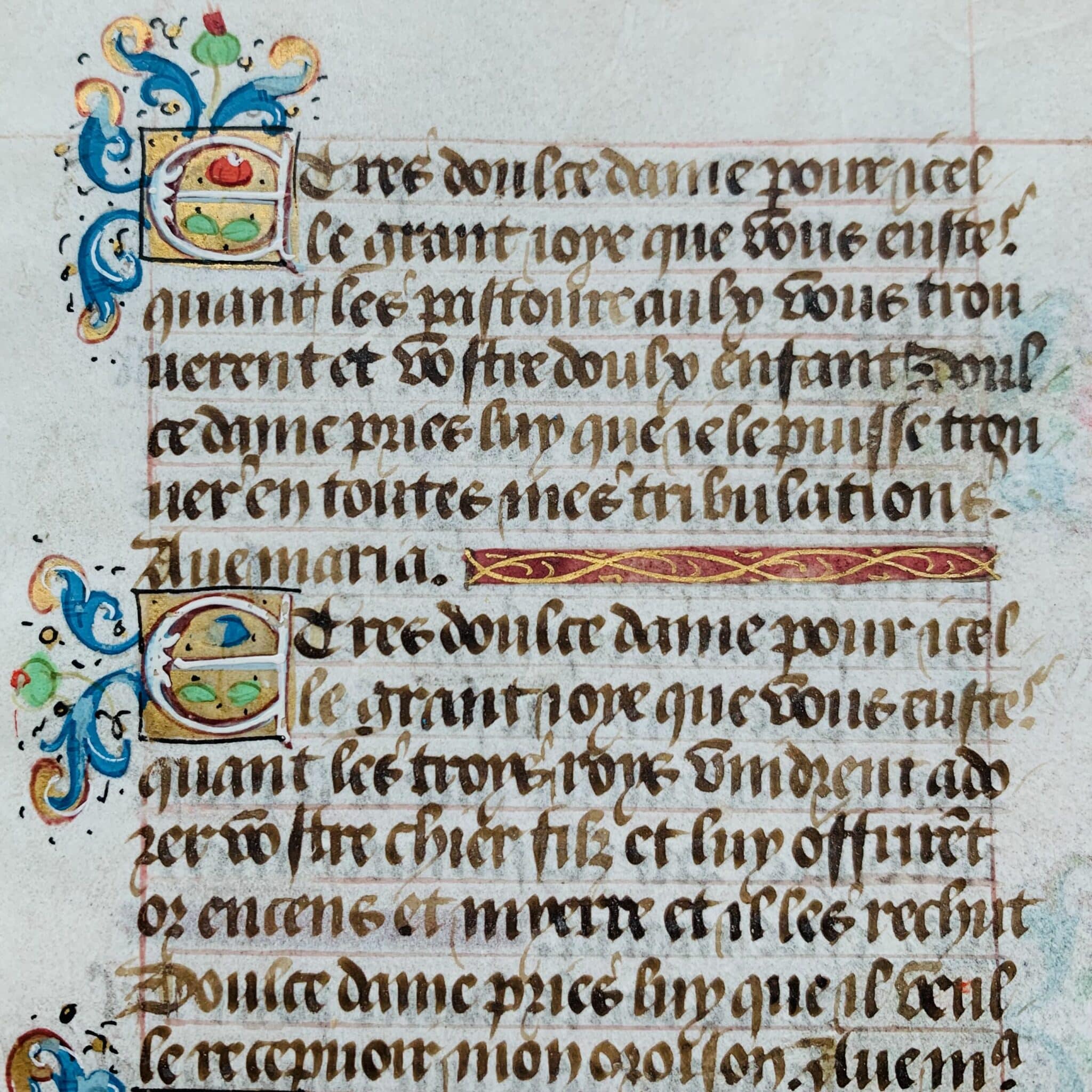 Exceptionnel poème médiéval des "Quinze Joyes de Nostre Dame", inspiré de Christine de Pizan