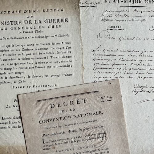 3 documents sur les femmes présentes aux armées durant le Révolution