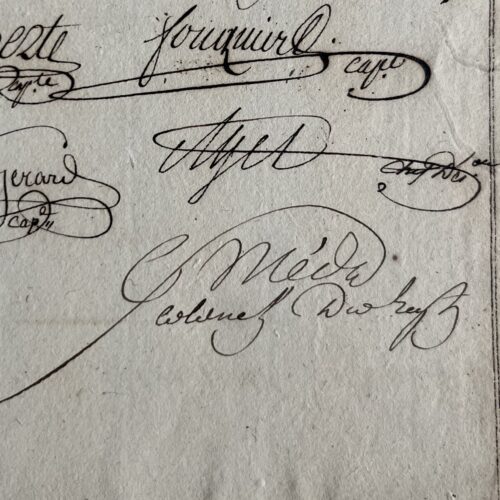 Certificat de services signé par le fameux Méda [Charles-André Merda] qui arrêta Robespierre