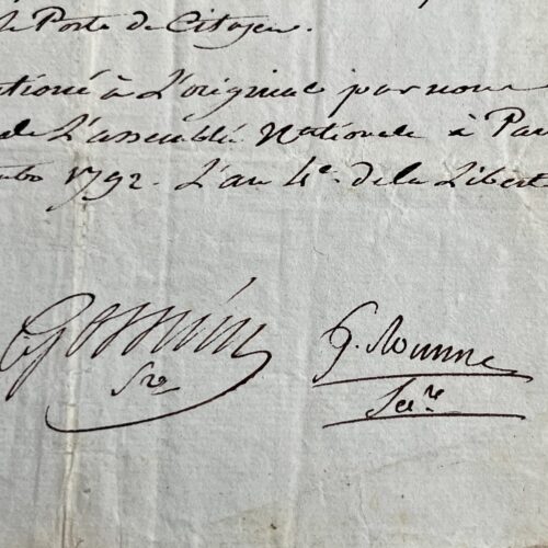 Décret sur la patrie en danger signé par les conventionnels Gilbert Romme et Gossuin