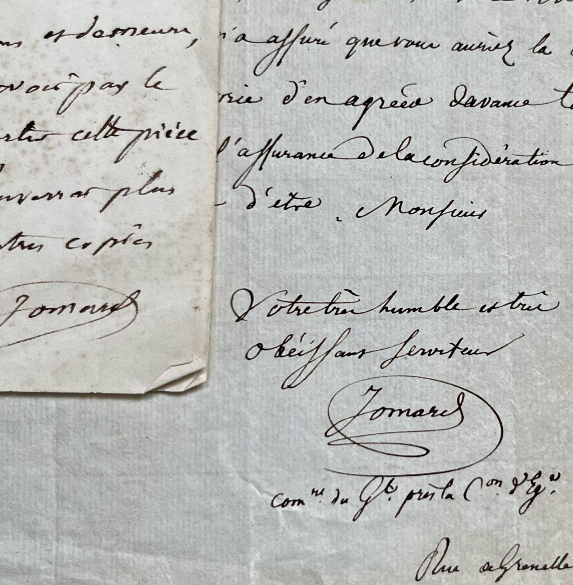 Deux lettres du géographe Edme Jomard, l’une à en-tête de la Commission d’Egypte