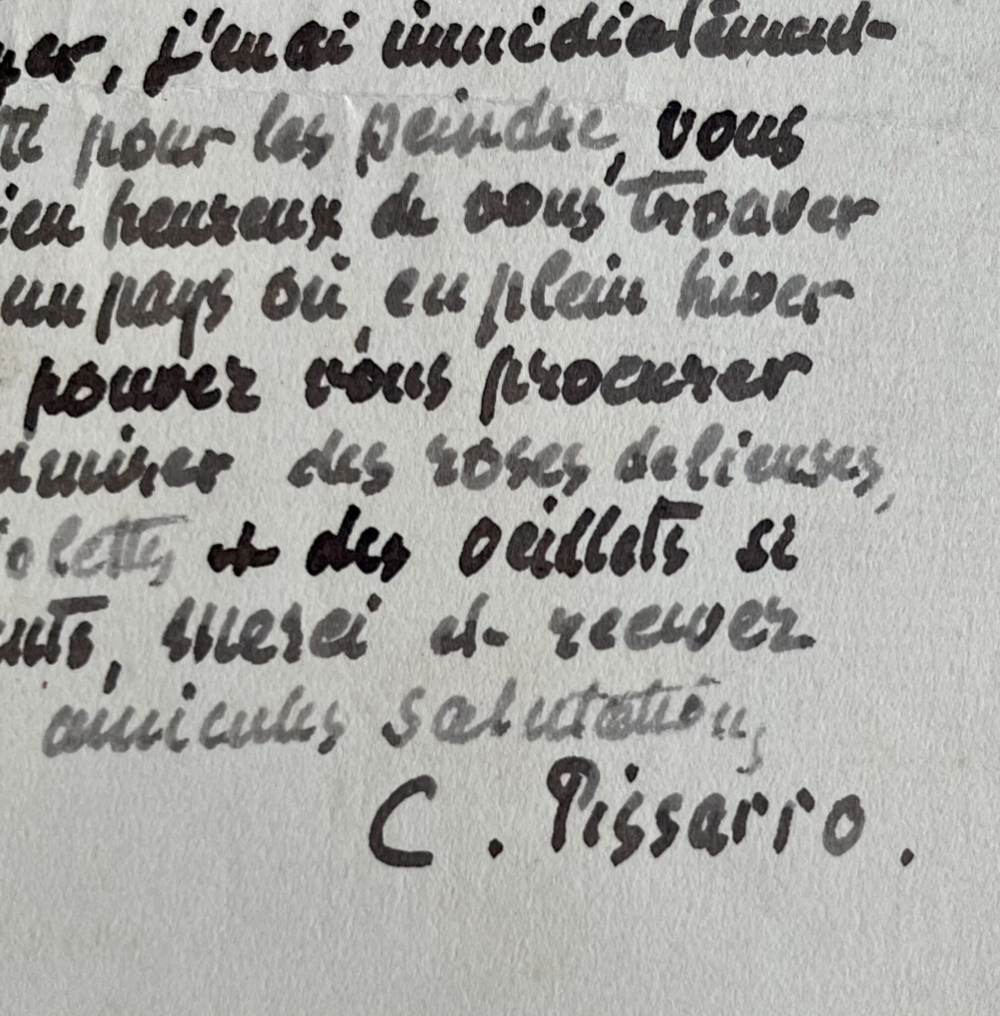 Pissarro peint les fleurs fraîches envoyées par Georges-William Thornley