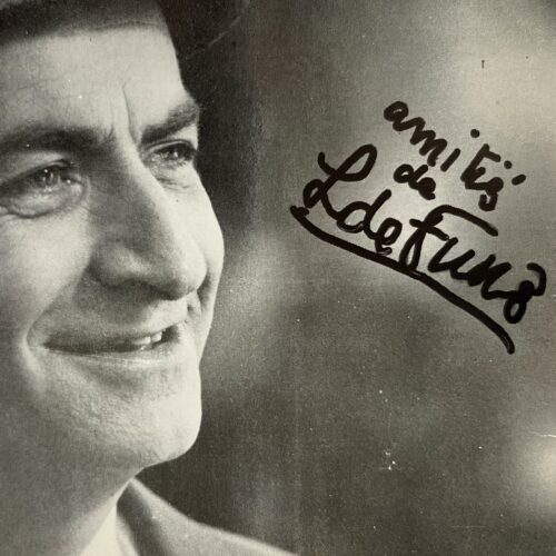 Photographie signée de Louis de Funès, sur carte postale