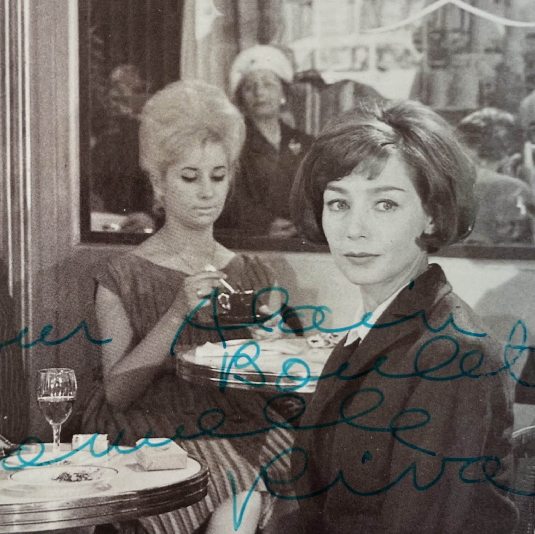 Photographie du tournage de Thérèse Desqueyroux, dédicacée par Emmanuelle Riva