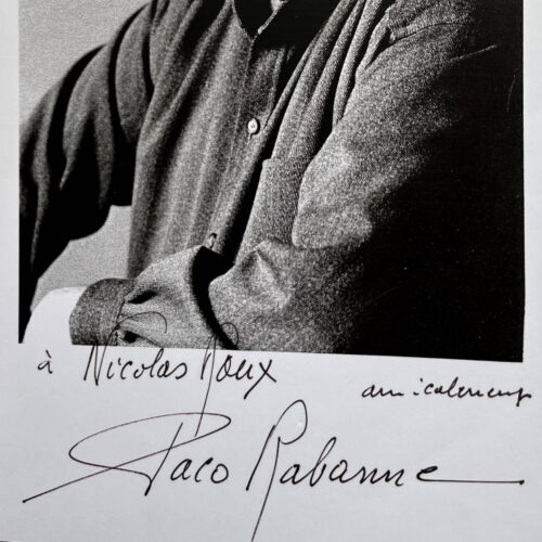 Portrait dédicacé du couturier Paco Rabanne
