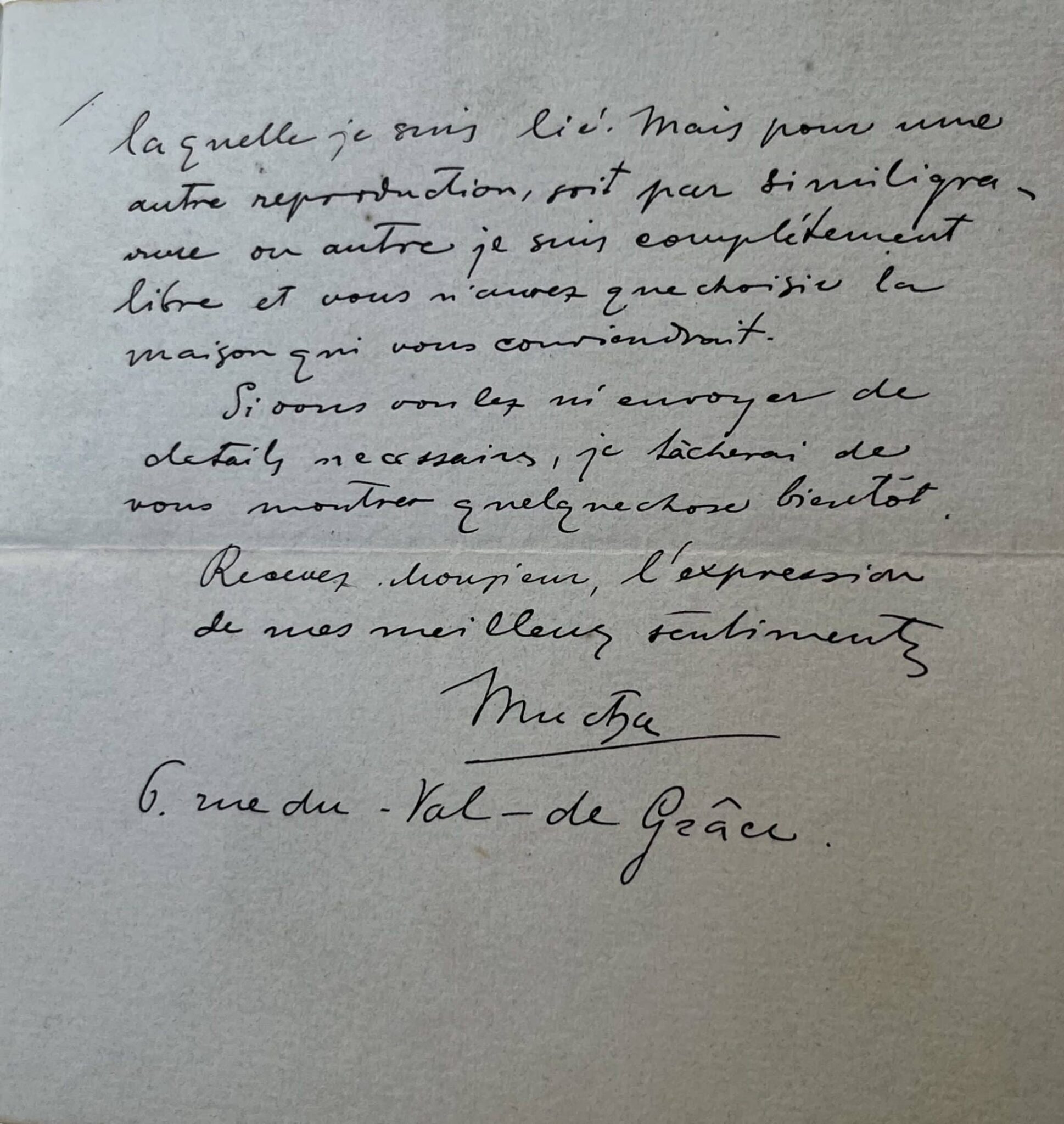 Alfons Mucha propose ses services pour la couverture d’un journal