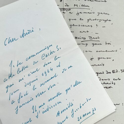 Lettre de Marcel Jouhandeau accompagnée d'une lettre amoureuse de Castor Siebel sur Henry Miller