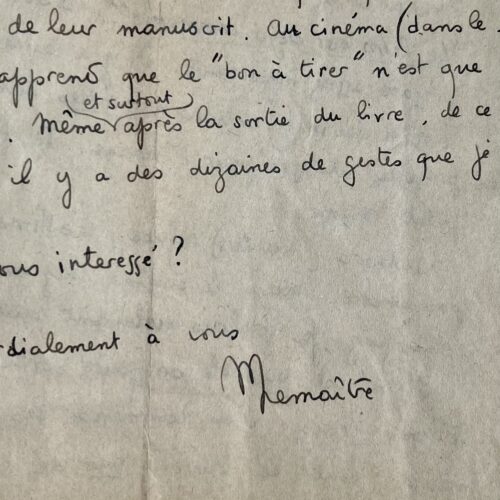 Rare et intéressante lettre de Maurice Lemaître sur "Le Film est déjà commencé?" et Isidore Isou
