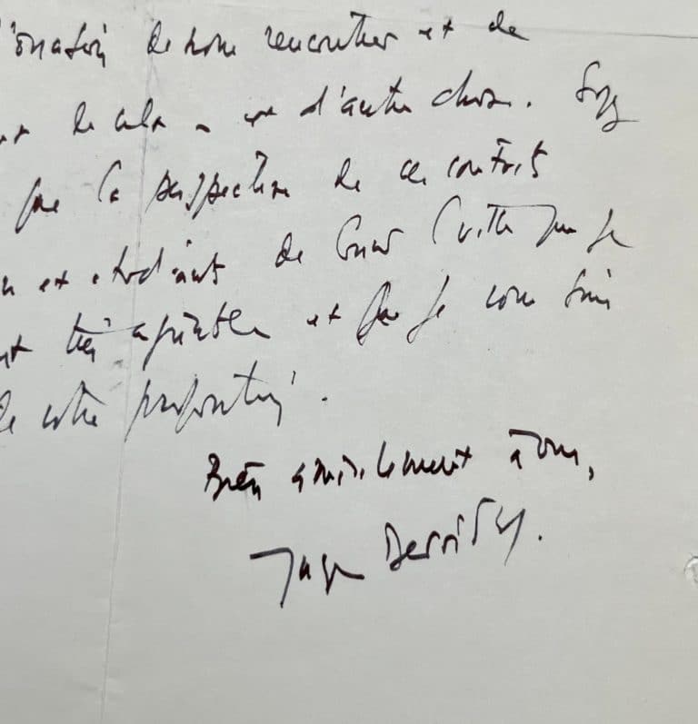 Jacques Derrida intéressé par un cycle de conférences en Belgique