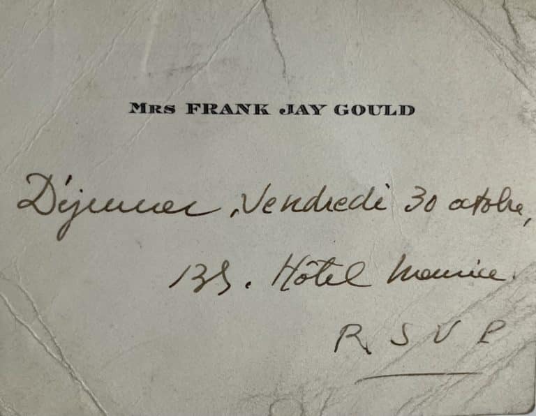 Une invitation au Meurice de la salonnière américaine Florence Gould