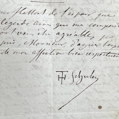 Lettre du peintre et graveur alsacien Théophile Schuler sur son travail pour le Magasin Pittoresque