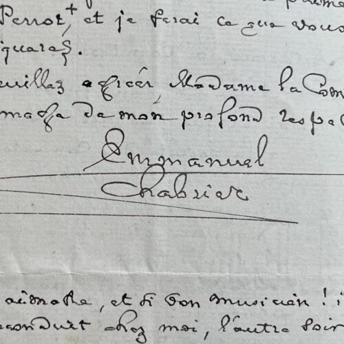 Emmanuel Chabrier intervient auprès de la comtesse Greffulhe pour la cantatrice Alba Chrétien