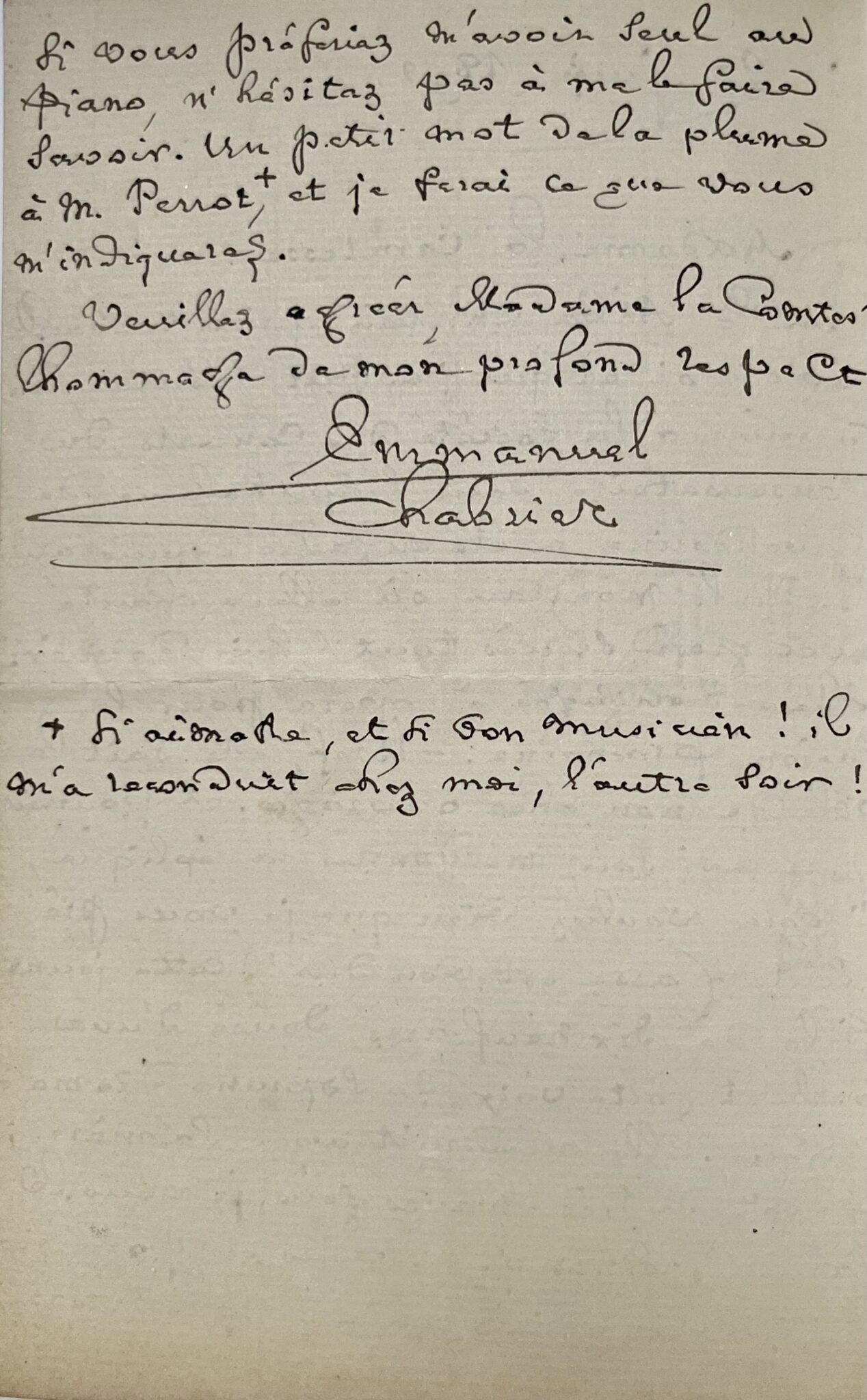 Emmanuel Chabrier intervient auprès de la comtesse Greffulhe pour la cantatrice Alba Chrétien – vue 3 Emmanuel Chabrier intervient auprès de la comtesse Greffulhe pour la cantatrice Alba Chrétien – vue 3