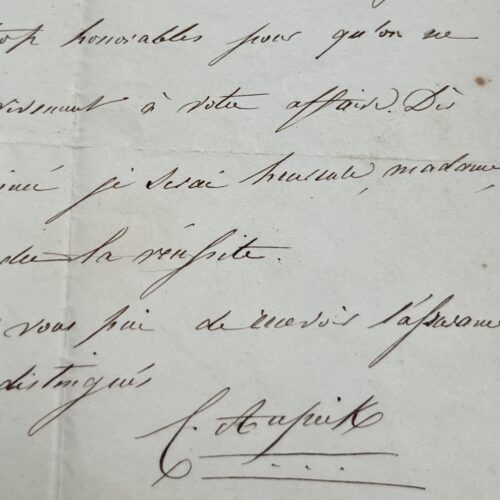 Lettre de Caroline Aupick, mère de Charles Baudelaire