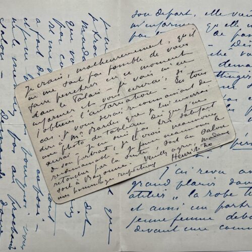 Deux lettres d'Henri de Nolhac sur le portrait qu'il réalise du peintre Ernest Bordes