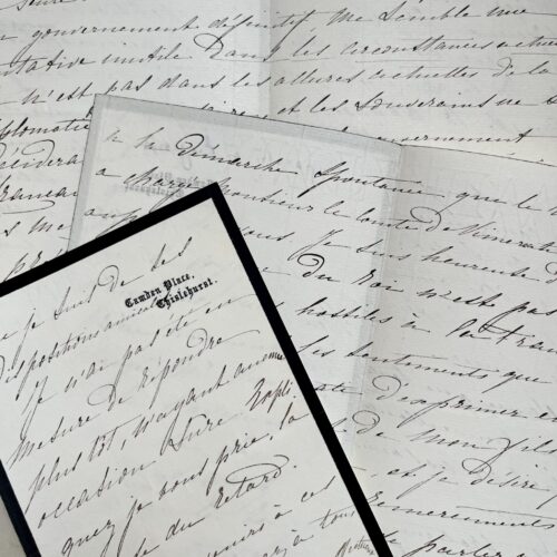 Longue lettre de l'Impératrice Eugénie au sujet la visite du Roi d'Italie et de tractations pour le rétablissement de l'Empire