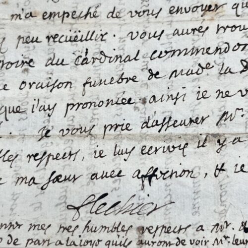 Esprit Fléchier demande à son frère Philippe de soutenir l'honneur et la réputation de leur famille