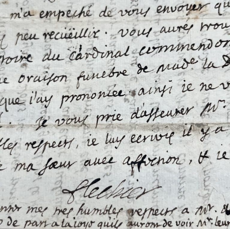 Esprit Fléchier demande à son frère Philippe de soutenir l&rsquo;honneur et la réputation de leur famille