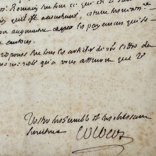 A letter entirely in Colbert's own hand, devoted to financial matters