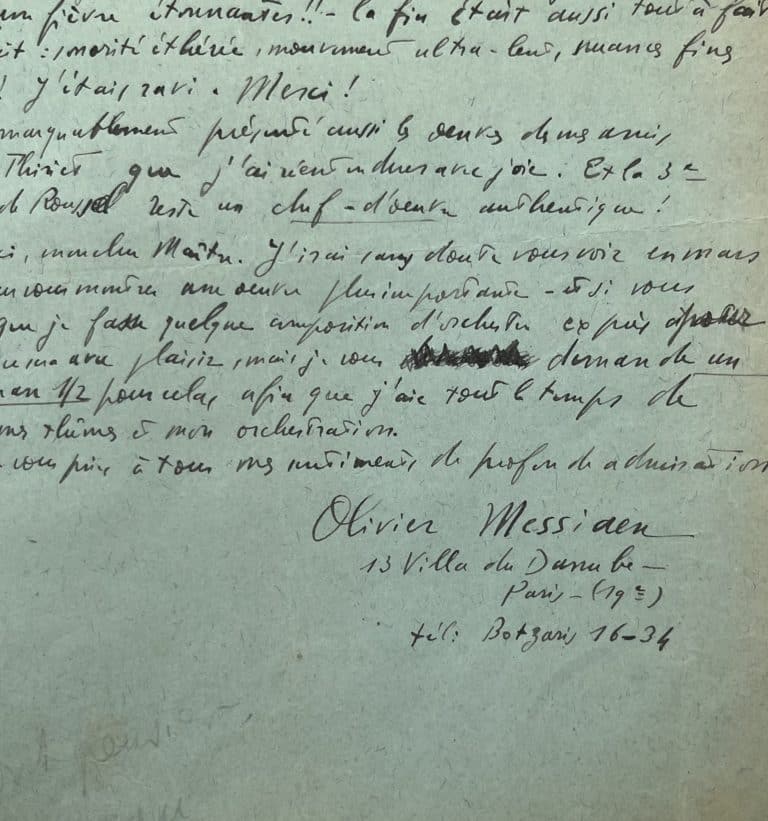 Olivier Messiaen, dithyrambique après une interprétation virtuose de Charles Munch des « Offrandes oubliées »