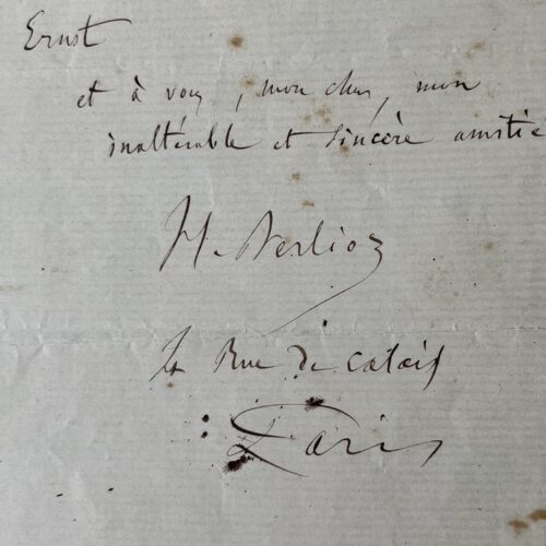 Très belle lettre de Berlioz sur l'écriture des Troyens, à son ami le violoniste et compositeur Ernst