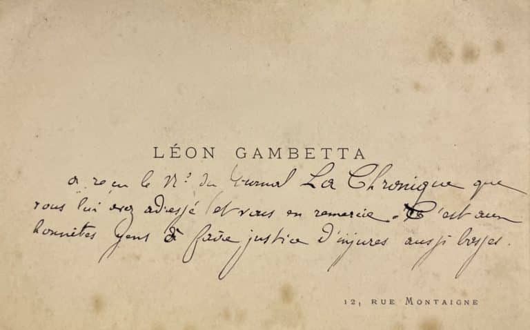 Pour Léon Gambetta « C&rsquo;est aux honnêtes gens de faire justice d&rsquo;injures aussi basses »