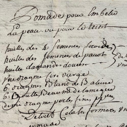 Ricetta del XVIII secolo per un "unguento che migliora l'aspetto della pelle o l'incarnato"