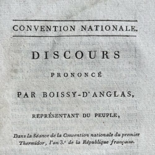 Discours de Boissy-D'Anglas prononcé le 1er thermidor an 3