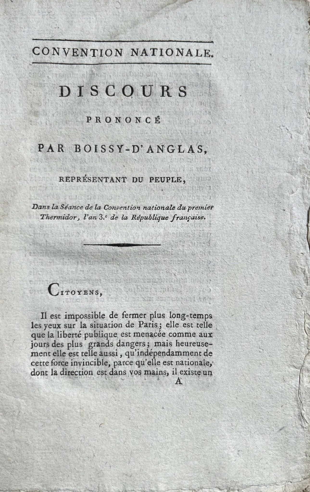 Discours de Boissy-D'Anglas prononcé le 1er thermidor an 3 – vue 2 Discours de Boissy-D'Anglas prononcé le 1er thermidor an 3 – vue 2