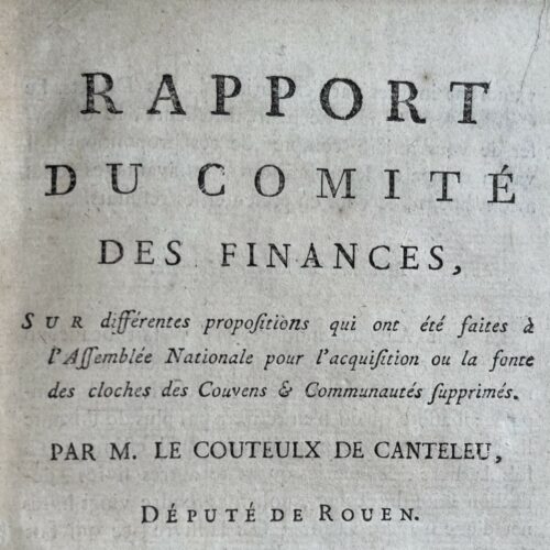 Plaquette révolutionnaire de Le Couteulx de Canteleu, sur la fonte des cloches des couvents et des communautés religieuses