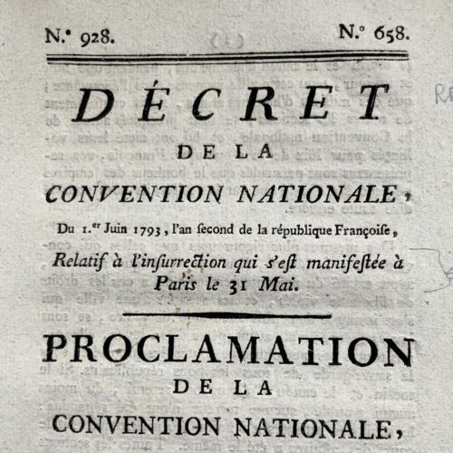 Imprimé de la Convention sur l'insurrection du 31 mai 1793