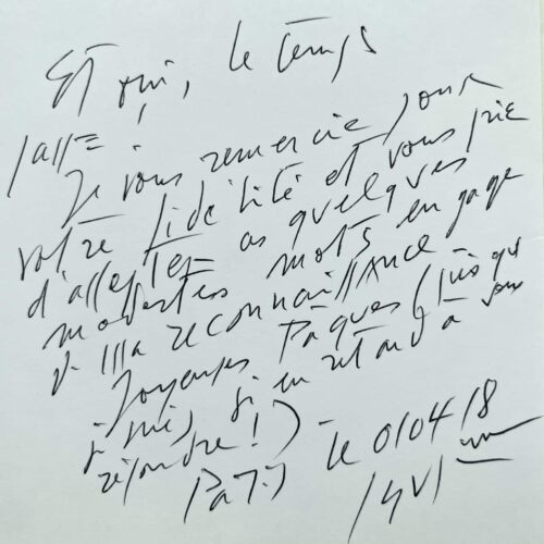Quelques mots de Daniel Buren en guise de reconnaissance de fidélité