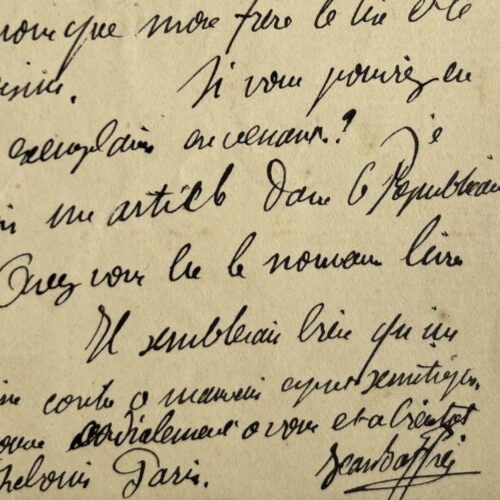 Lettre du sculpteur berrichon Jean Baffier au rédacteur du Messager du Cher